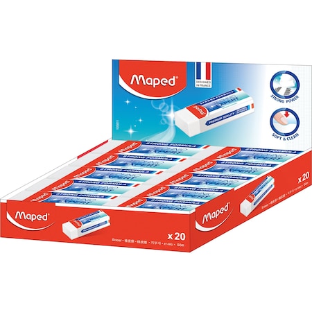 Maped Technic Expert Vinyl Eraser, Premium Soft Material, Latex Free, 20PK 105811